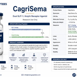 Home CagriSema peptide research vial High purity CagriSema peptide CagriSema peptide molecular structure Cagrilintide and Semaglutide combination peptide CagriSema laboratory research compound